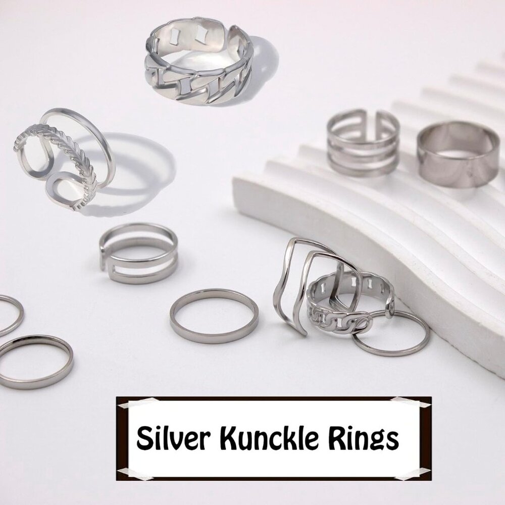 Hypoallergenic 17pc Silver Stackable Rings - Comf… - image 7